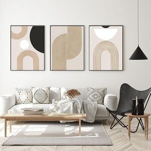 Bundle of 3 Large Minimalist Boho Canvas Prints Wall Decor